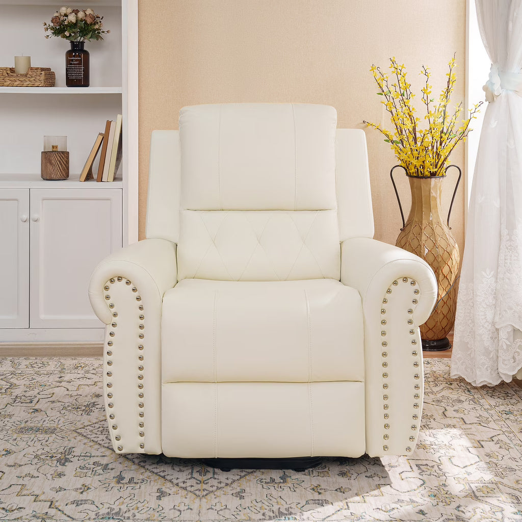 Cream Oversized Power Lift Recliner Chair with Footrest and Remote Control N300