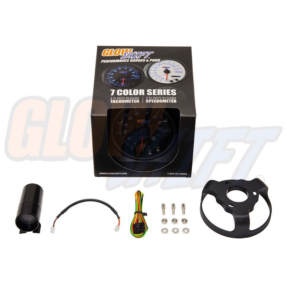 Tinted 7 Color 10,000 RPM Tachometer Gauge with Shift Light K85227