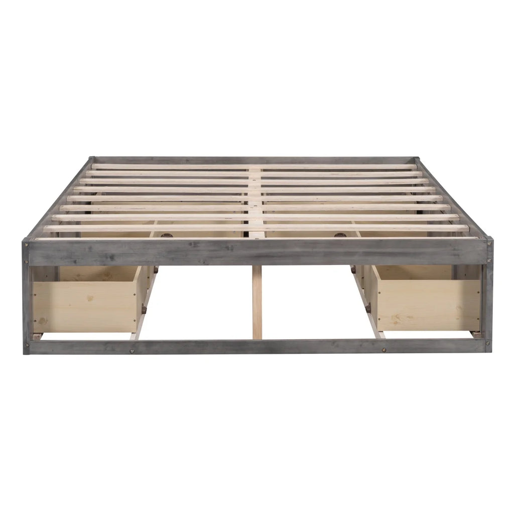 Full Size Wood Captain Bed with 6 Storage Drawers U711254