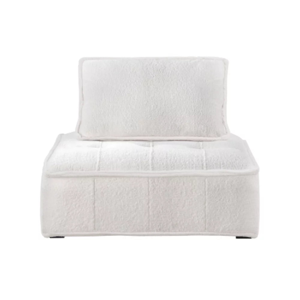 White Lambskin Sherpa Oversized Armless Accent Chair Y40854