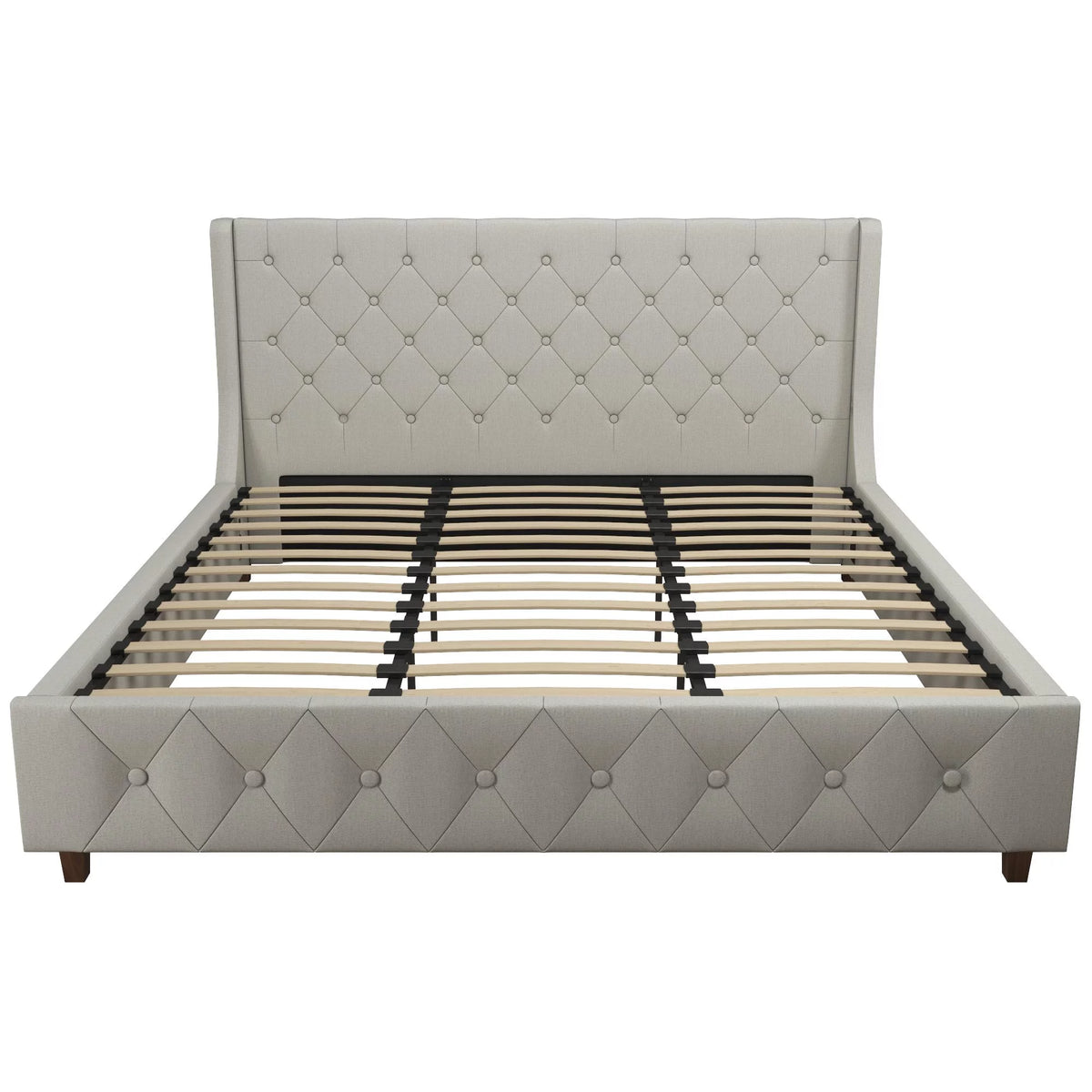 King Light Gray Linen Upholstered Bed J53110