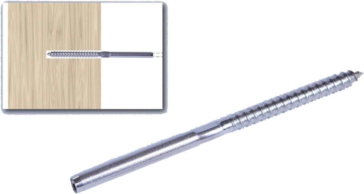 Stainless Steel Hand-Crimp Lag Stud for 1/8 Cable, Lot of 10 L5868