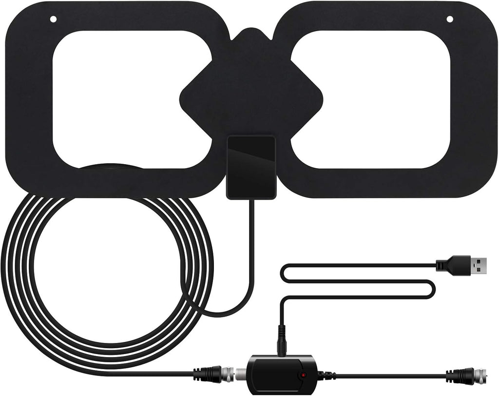 Indoor HDTV Antenna with Amplifier Signal Booster, 4K 1080p, 13.3ft Coax Cable, Pack of 2 T381648