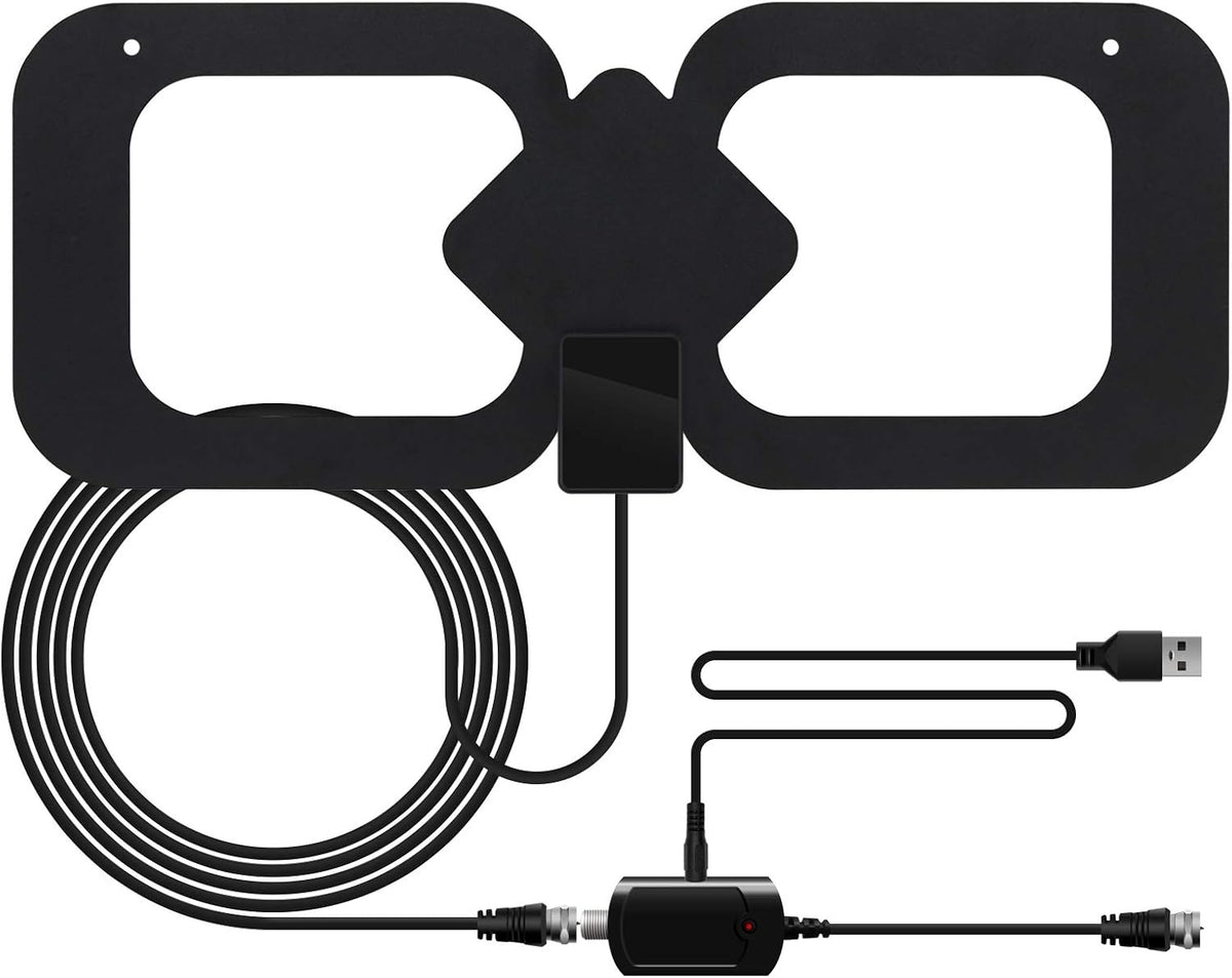 Indoor HDTV Antenna with Amplifier Signal Booster, 4K 1080p, 13.3ft Coax Cable, Pack of 2 T381648
