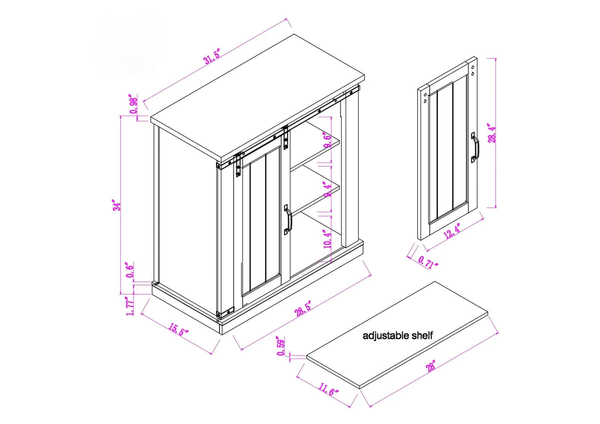 Aged Wood Sliding Barn Door Accent Cabinet S7043