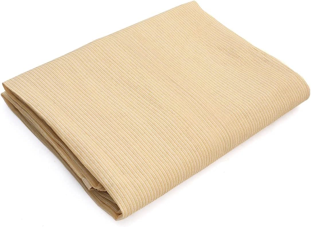 90% Shade Fabric Sun Shade Cloth Taped Edge with Grommets 12’ x 20’, Wheat N58022