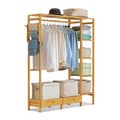 Bamboo 2 Drawers Coat Pants Rack Wardrobe V2788