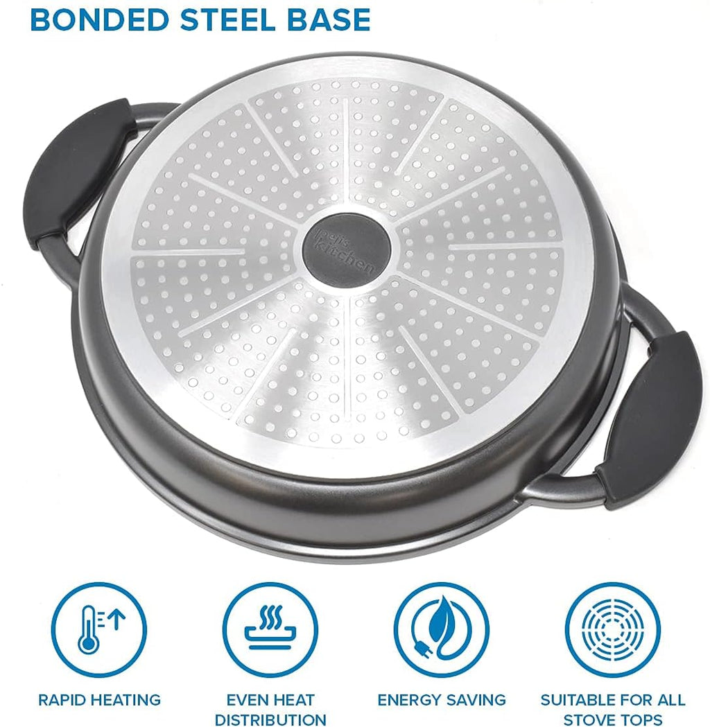 10.6 Inch Non Stick Cast Aluminum Griddle Pan with Glass Lid C959