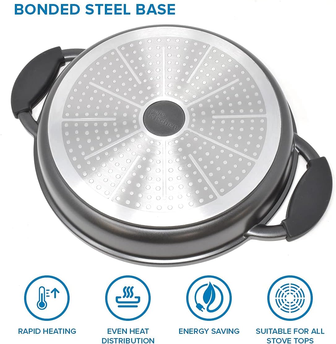 10.6 Inch Non Stick Cast Aluminum Griddle Pan with Glass Lid C959