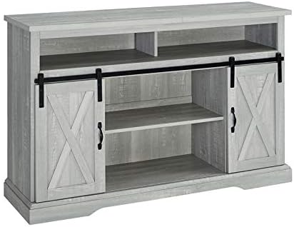 Stone Gray Barnwood Sliding Door Wood TV Stand F201