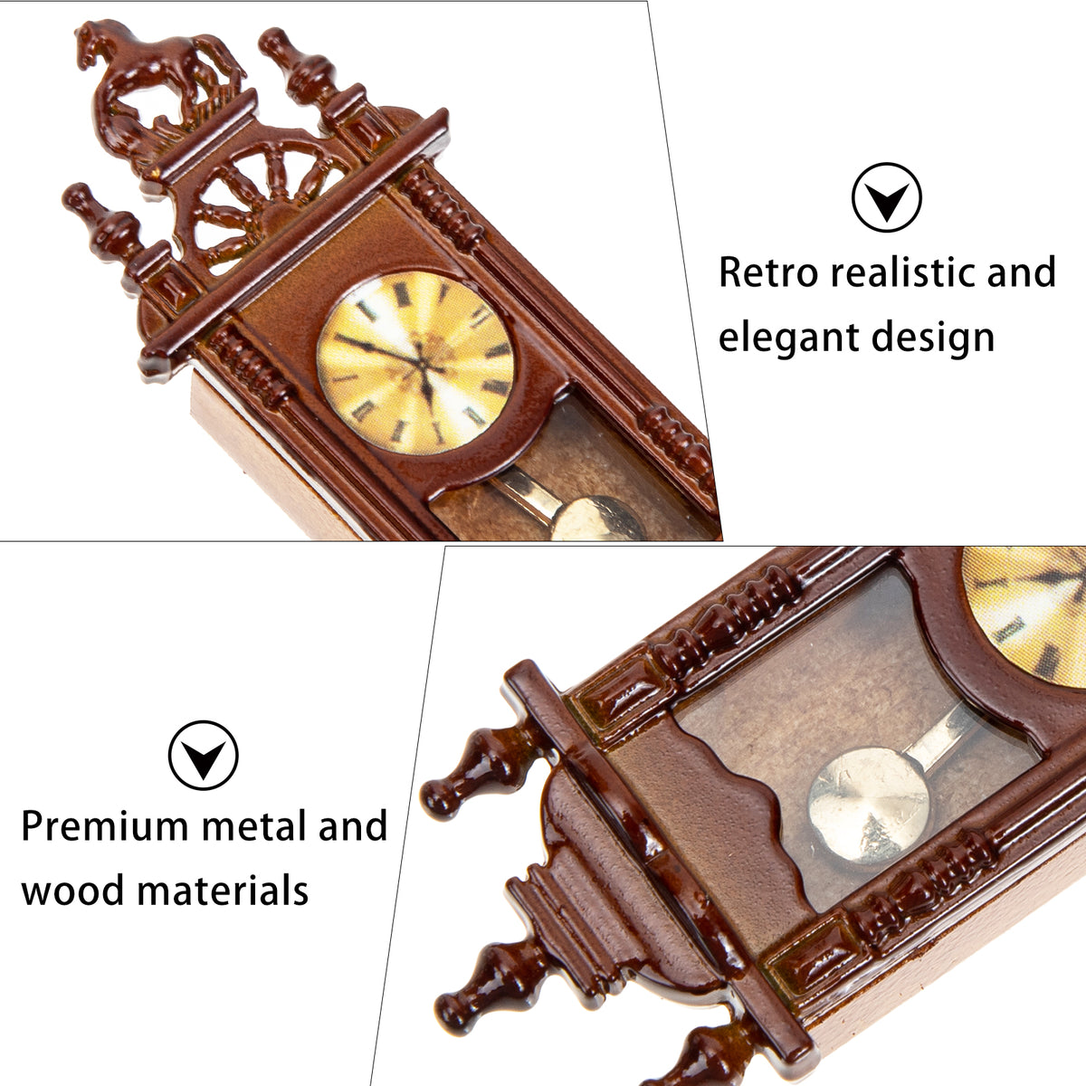 Metal Grandfather Clock Dollhouse Miniature W16305