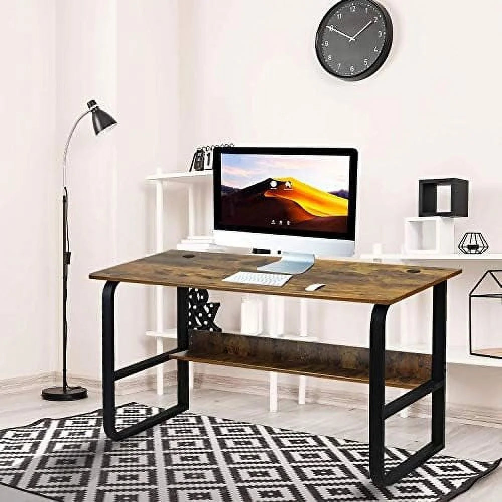 Computer Desk Home Office Work Station 55'' Rustic Wood Tone S55461