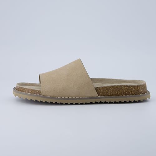 Suede Slip-On Slide Sandal with Cork Footbed T646
