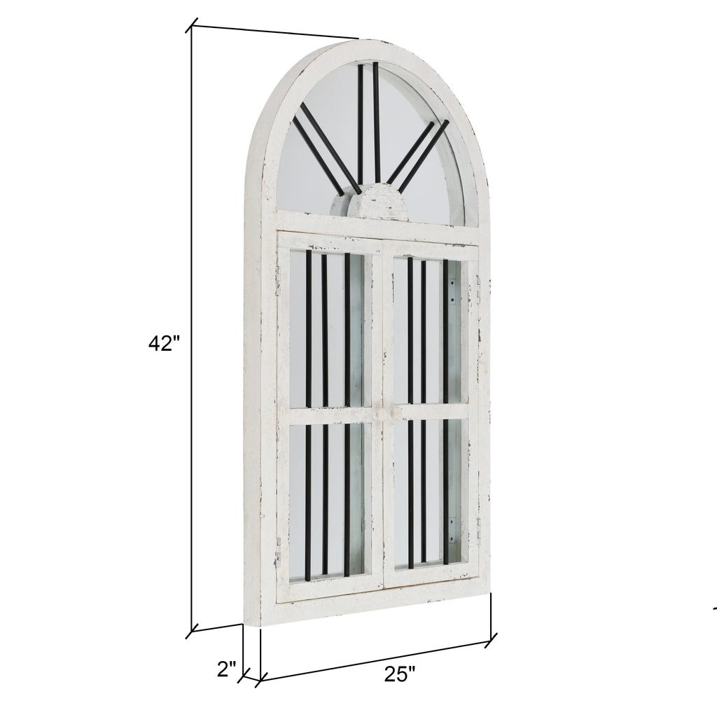 White Arched Window Wall Mirror 42" x 25" A757