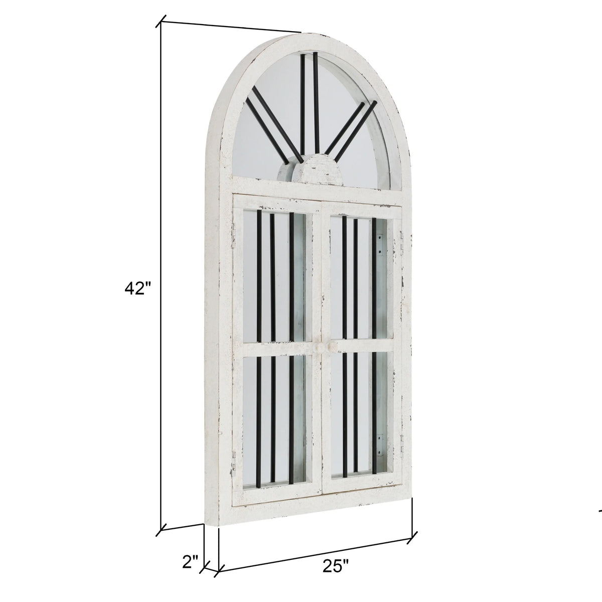 White Arched Window Wall Mirror 42" x 25" A757