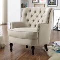 Beige Linen Tufted Armchair H9012