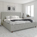 King Light Gray Linen Upholstered Bed J53110