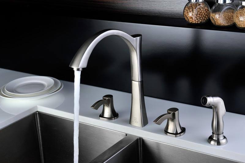 2-Handle Standard Kitchen Faucet in Brushed Nickel O849381