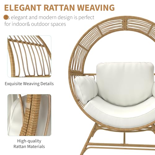 Oversized Rattan Egg Chair with Thicken Cushion, 350LBS Capacity X578