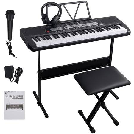 61 Key Portable Electric Piano Keyboard with Stand, Stool & Power Supply B119