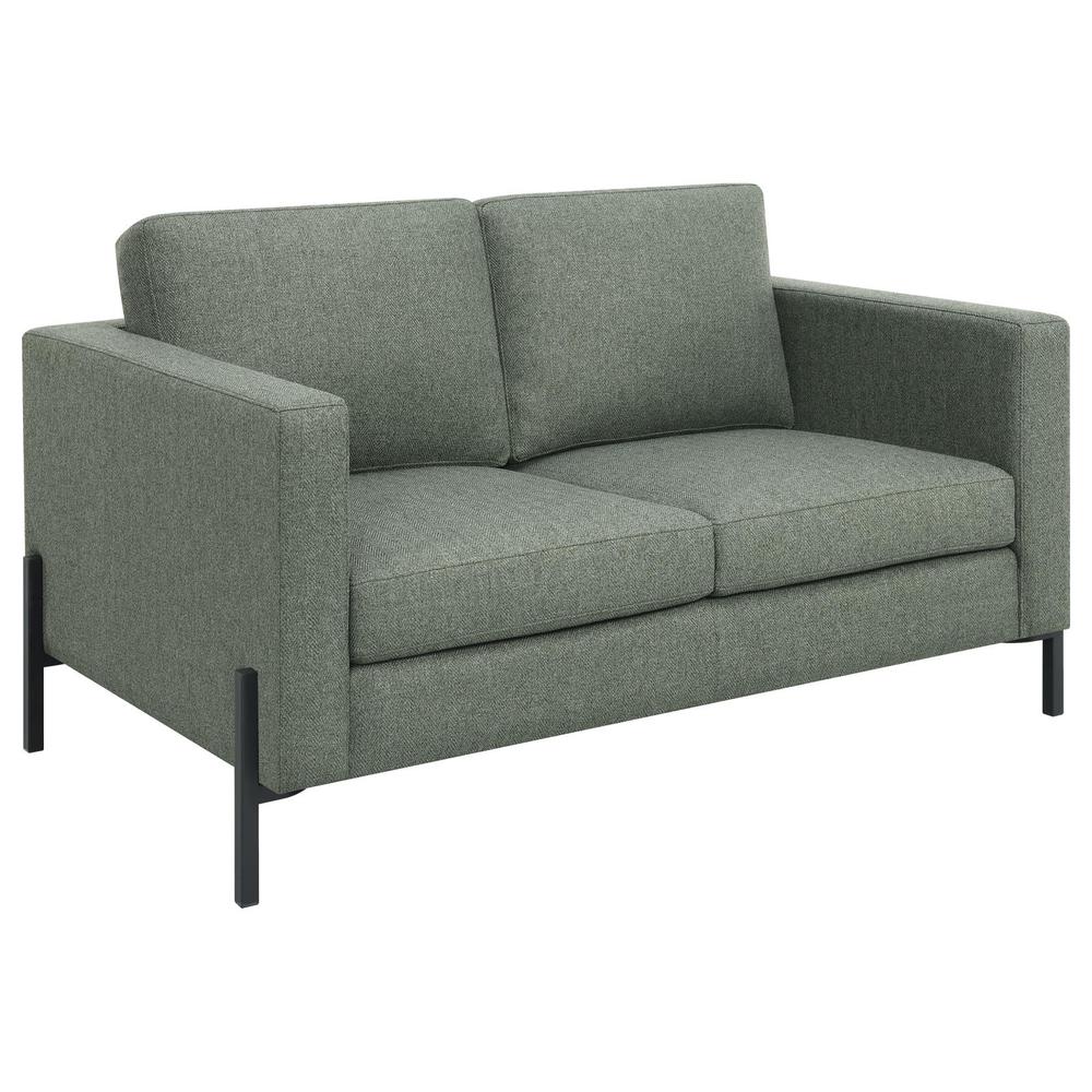 Sage Upholstered Fabric Loveseat with Track Arms X93945