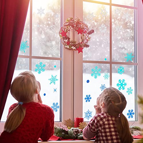 Christmas Snowflake Window Stickers Dark Blue Light Blue White Removable Y102