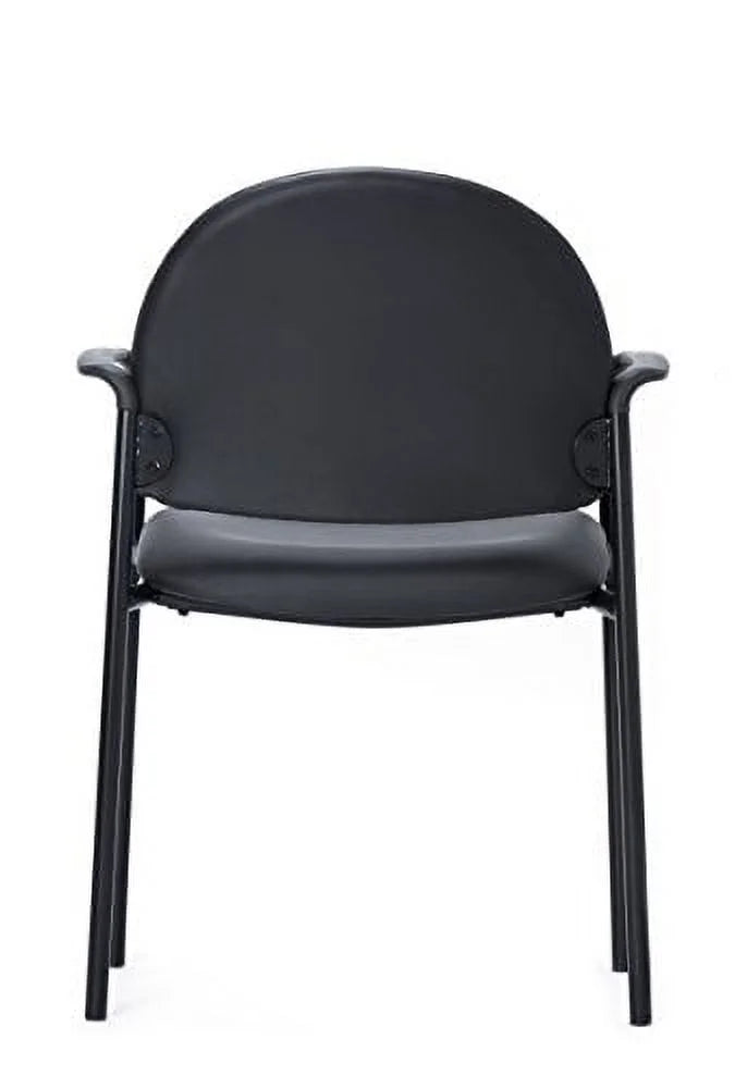 Stackable Guest Chair with Arms Black Vinyl T8647