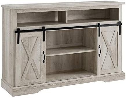 Stone Gray Barnwood Sliding Door Wood TV Stand F201