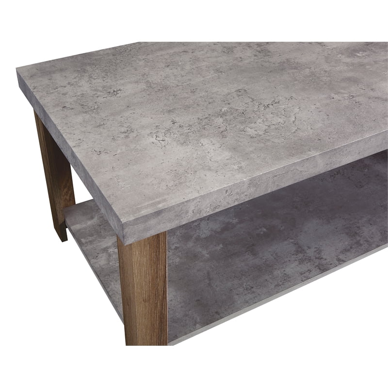 Gray & Oak Cocktail Table & 2 End Tables W75196