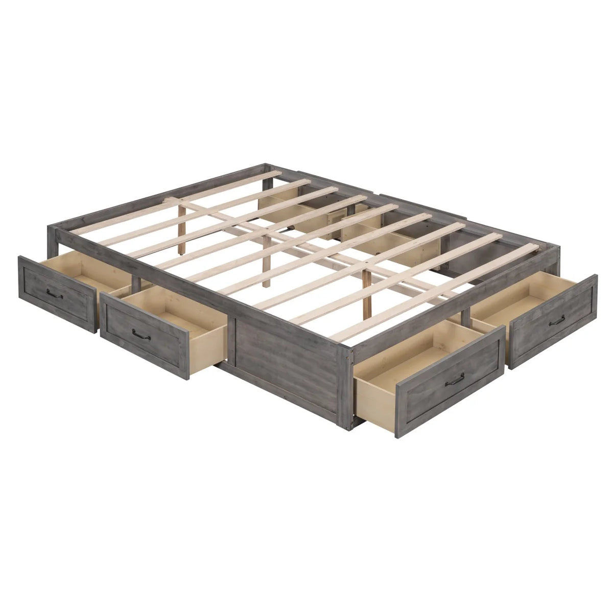 Full Size Wood Captain Bed with 6 Storage Drawers U711254