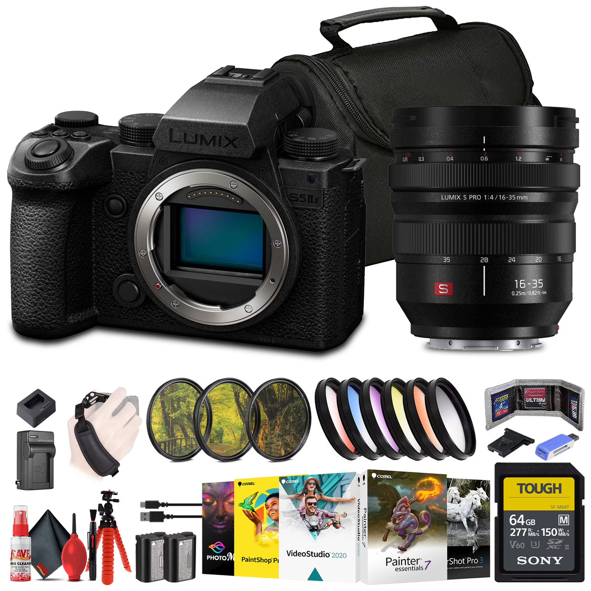 Mirrorless Camera with 16-35mm f/4 Lens, 64GB Memory Card, Filter Kit, Battery, Bag Y134