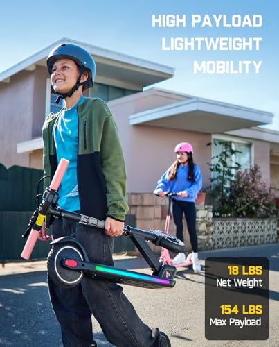 Electric Scooter with LED Lights, Bluetooth Speaker, Adjustable Height, Foldable X389326