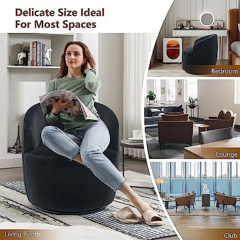 Black Velvet Swivel Barrel Accent Chairs Set of 2 G990