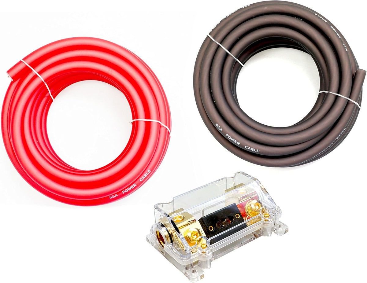 0 Gauge Red/Black Amplifier Power/Ground Wire Set 50 Feet I236