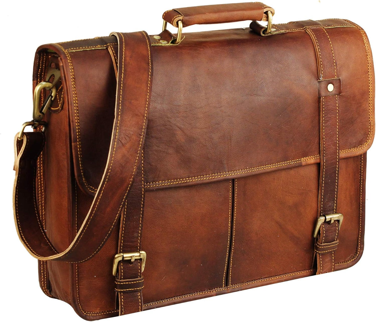 Brown Vintage Leather Laptop Messenger Bag M51036