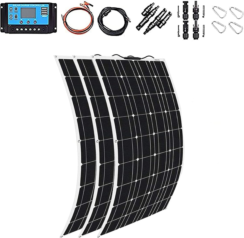 600W 2X 300W PET Flexible Mono Solar Panel with 40A Controller F84150
