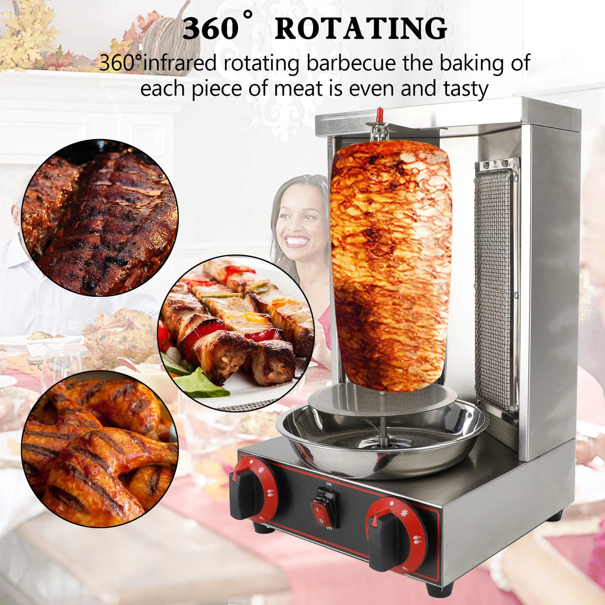 Propane 2 Burner Vertical Shawarma Grill O3557