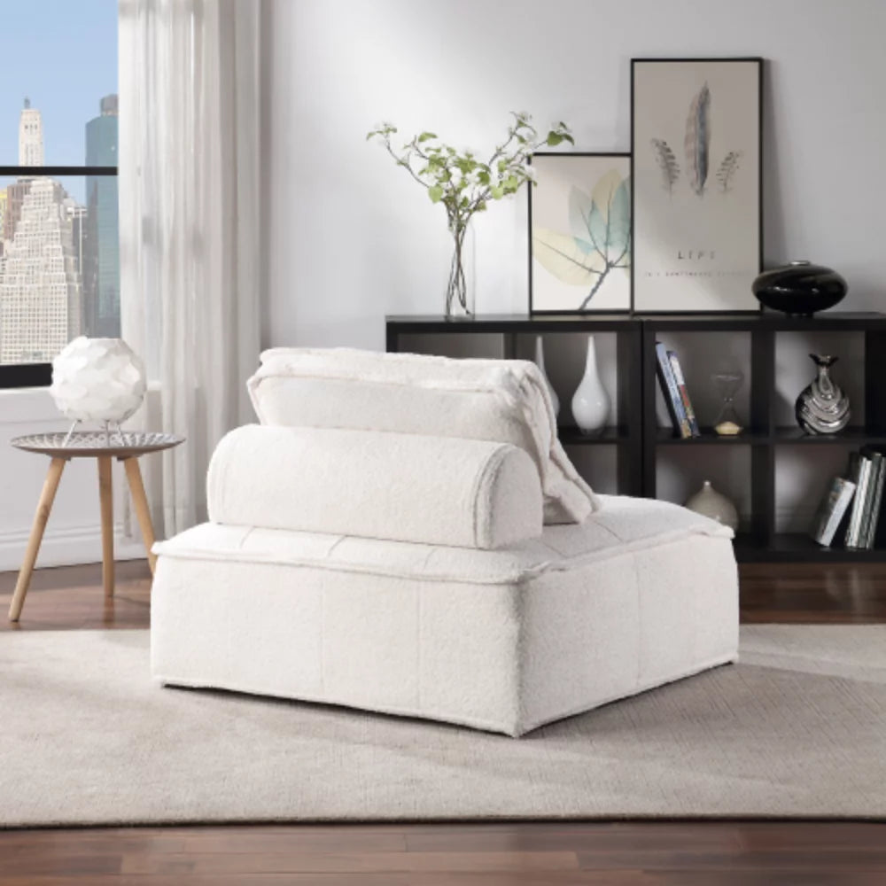 White Lambskin Sherpa Oversized Armless Accent Chair Y40854