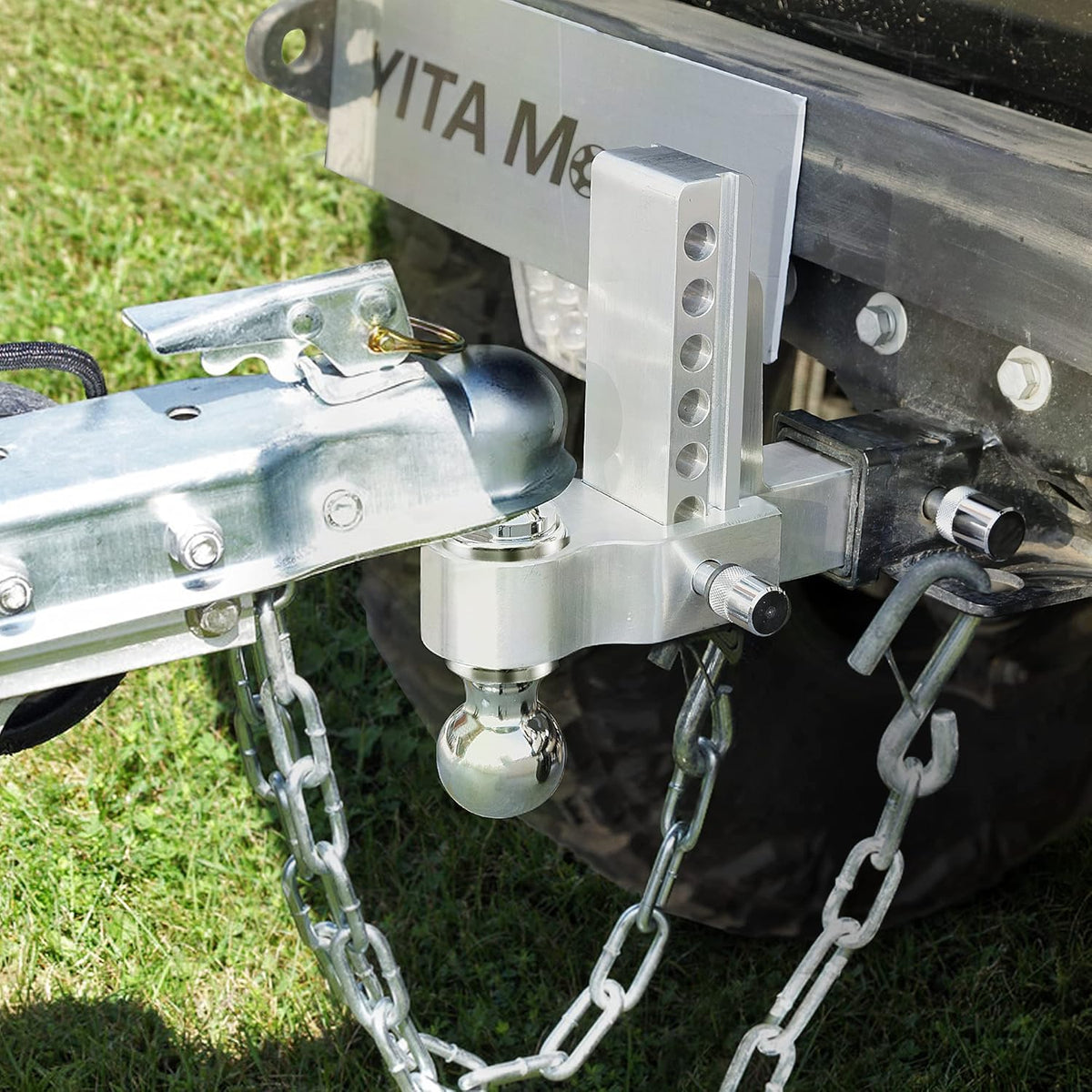 Adjustable Trailer Hitch Ball Mount, 2.5-Inch Receiver, 6-Inch Drop, Forged Aluminum Shank, 2-Inch and 2-5/16-Inch Combo Stainless Steel Tow Balls with Double Pin Key Locks D986892