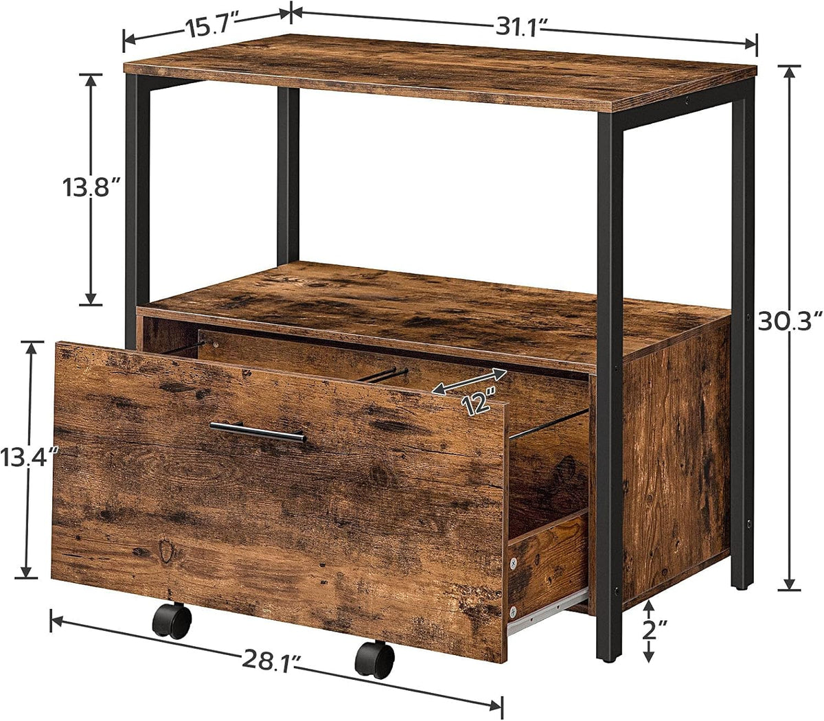Rustic Brown Lateral File Cabinet with Storage Shelves V4239