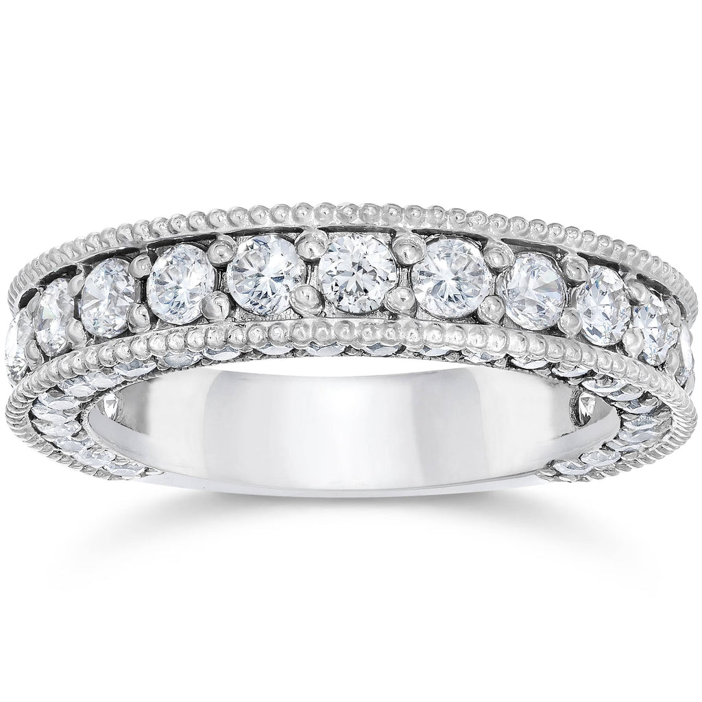 Vintage Diamond Wedding Ring 14K White Gold J61934