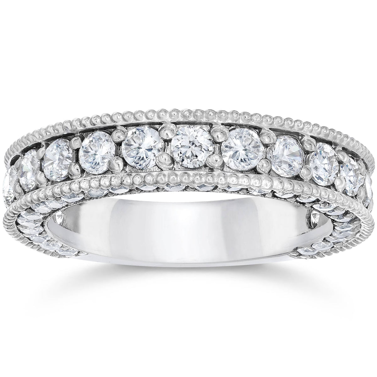 Vintage Diamond Wedding Ring 14K White Gold J61934