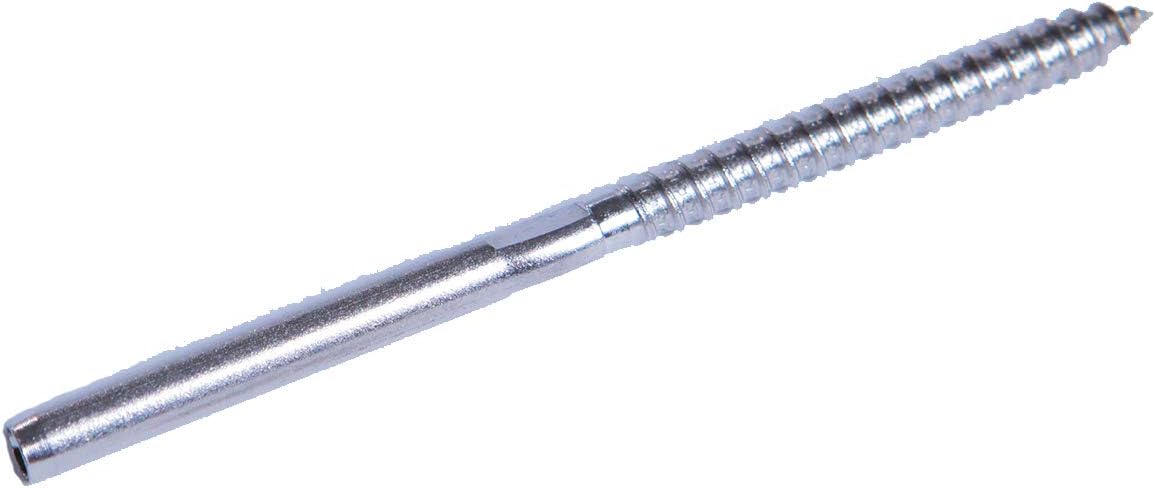 Stainless Steel Hand-Crimp Lag Stud for 1/8 Cable, Lot of 10 L5868