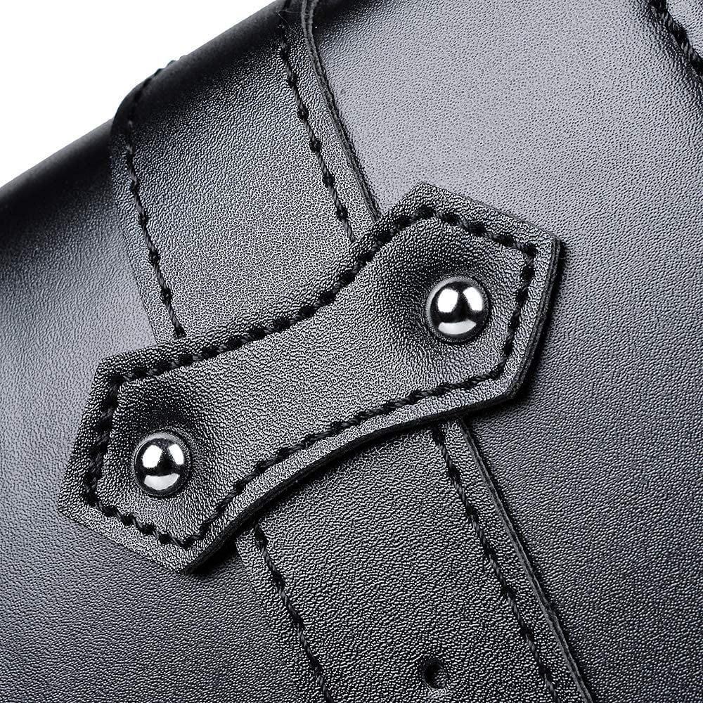 Left Black Soft PU Leather Solo Swing Arm Saddle Bag with Side Storage L8694