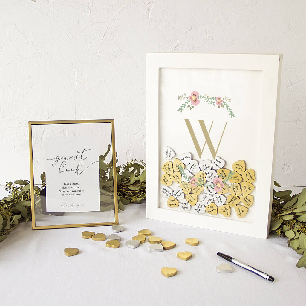 Floral Heart Drop Guestbook H697