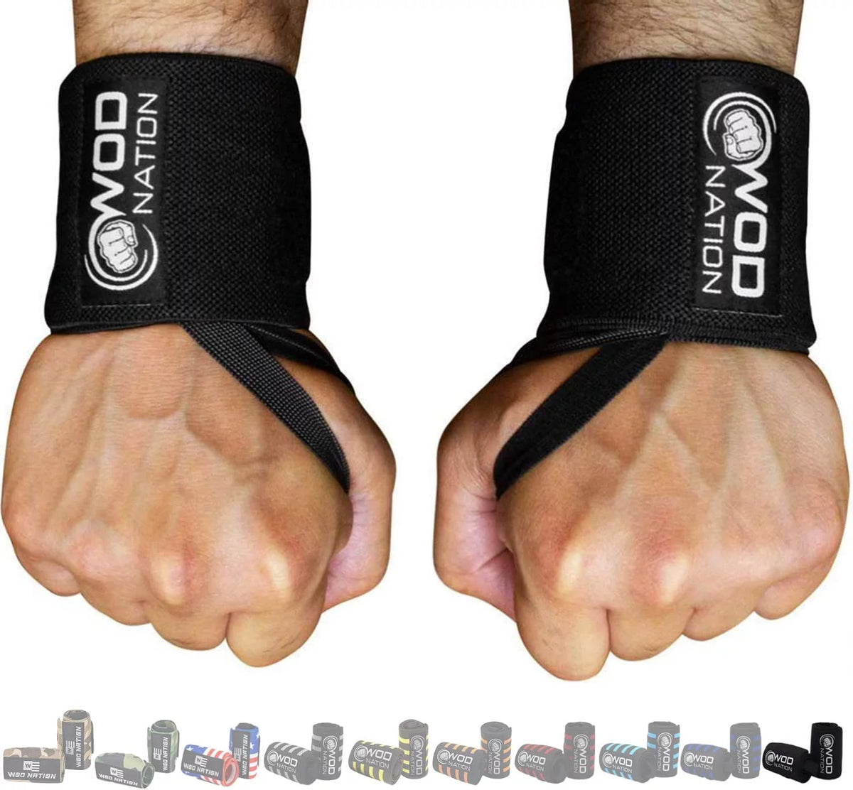Black Set of 2 Weightlifting Wrist Wraps W9497