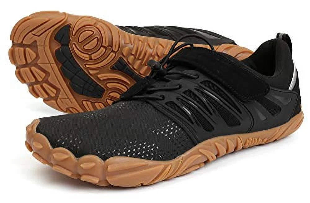 Black Wide Toe Box Minimalist Barefoot Trail Running Shoes E9987