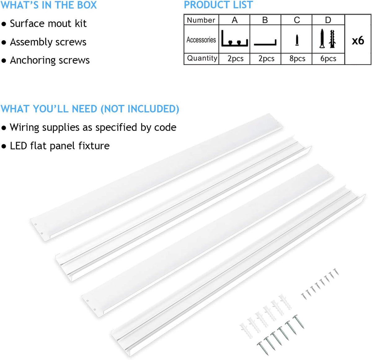 2x2 FT Surface Mount Kit for LED Flat Panel Light - Aluminum 24x24 inch Ceiling Frame Kit K367999