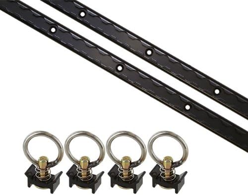 Black Powder Coated Aluminum L Track Tie Down System - 6 Piece P78295