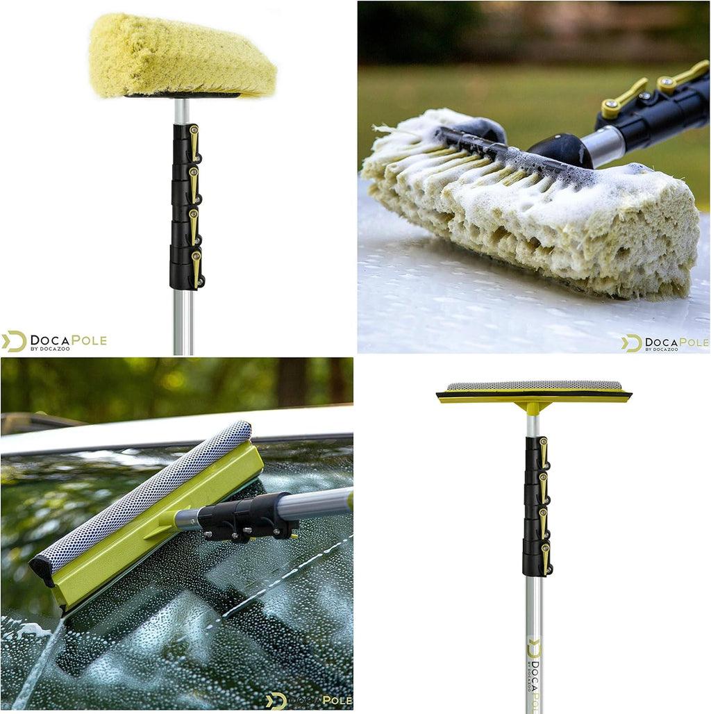 5-12 Foot Car Cleaning Kit with Soft Car Wash Brush, Car Squeegee, Car Wash Mitt, Microfiber Cleaning Head & Extension Pole N47685